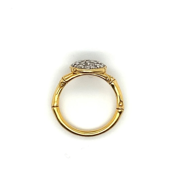 John Hardy 18k Yellow Gold Metallic Bamboo Diamomd Ring - Picture 6 of 8